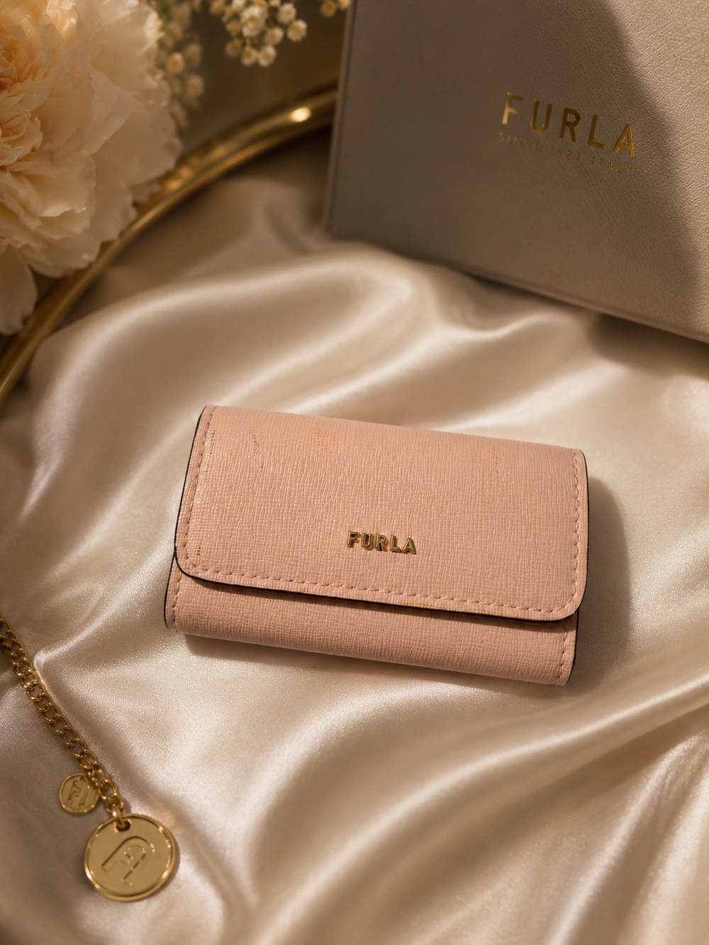 Furla Blush Pink Saffiano leather Key & Card Holder